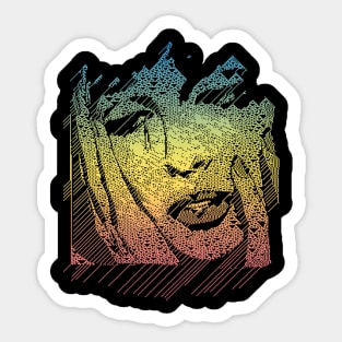 Crying Girl Pop Art Rainbow Comic Book Abstract Design Sticker